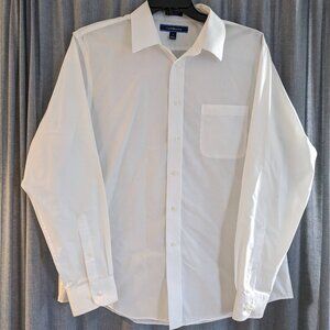Croft & Barrow Mens Dress Shirt 17-36 White Button Down Office Formal Internship